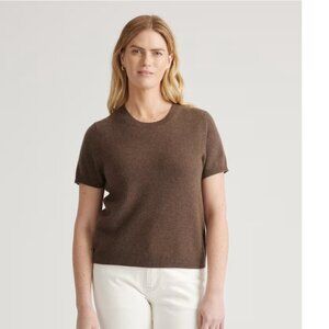 Quince Brown Crew Neck Sweater Mongolian Short Sleeve Large